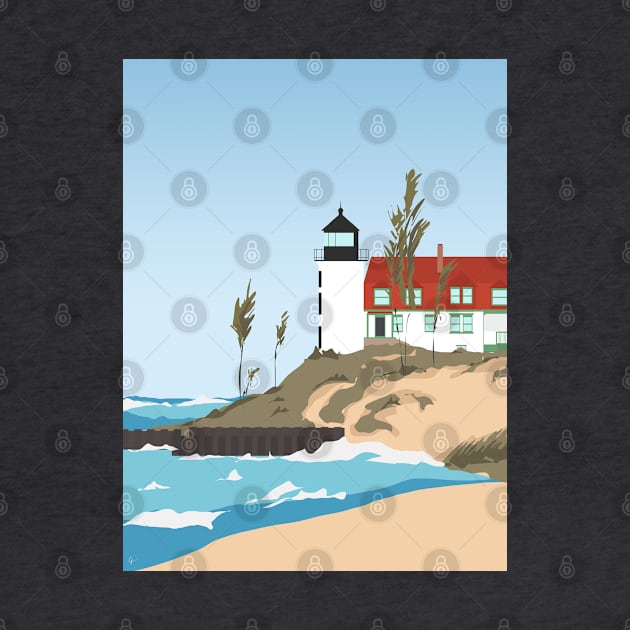 Lighthouse on Lake Michigan by lymancreativeco